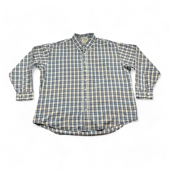 Vintage Bill Blass Shirt Adult 2XL XXL Blue Plaid Button Down Long Sleeve 90s - Picture 1 of 8